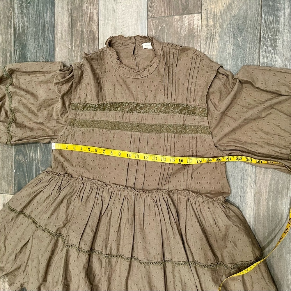 Anthropologie Pilcro Long-Sleeve Mock-Neck Swing Mini Dress size M Boho Prairie - Picture 12 of 16